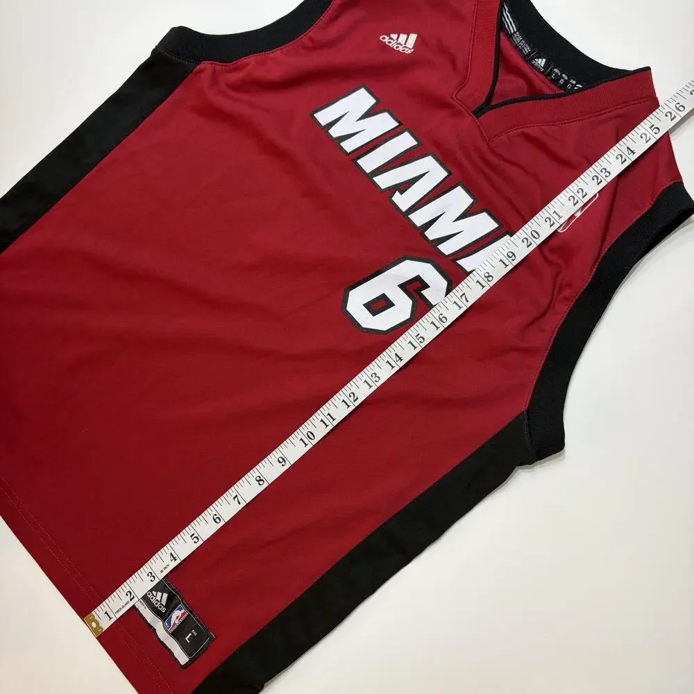 Miami Heat Jersey Boys Large Red Black NBA Basketball LeBron James 6 Adidas